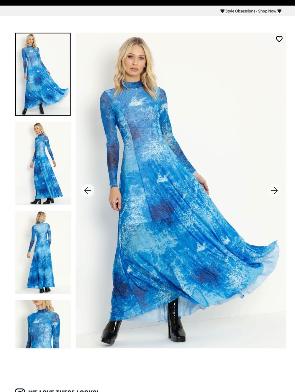 Watercolour Waves Sheer Elegance Maxi Dress